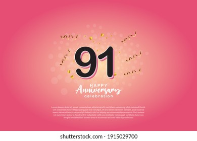 91th anniversary background with 3D number illustration