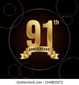 91th Anniversary logotype. Anniversary celebration template design for booklet, leaflet, magazine, brochure poster, banner, web, invitation or greeting card. Vector illustrations.