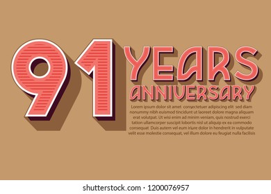 91th Anniversary numbers. background for anniversary