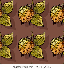 
92  5 000
Seamless pattern, Physalis flower, in the style of line art, bright, isolated, line, tomato, vector