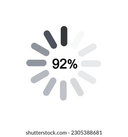 92% Circle percent diagram. 92% Percentage pie chart. Progress infographic. Business info graphic design. Vector illustration.