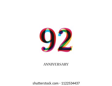 92 Colorful anniversary logotype design isolated on white background