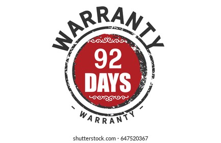 92 days warranty icon vector vintage grunge guarantee background
