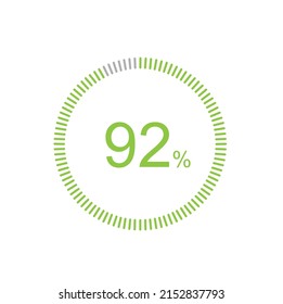 92% Loading. 92% circle diagrams Infographics vector, 92 Percentage ready to use for web design ux-ui.