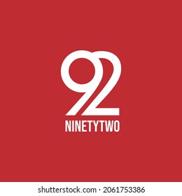 92 ninty two logo concept number   year anniversary vector illustration on Red background