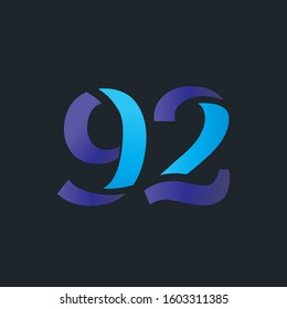 92 number double color letter logo template