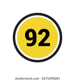 Icono de número 92 Vector de diseño de contorno símbolo o ilustración