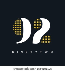 92 number logo check design digit vector template