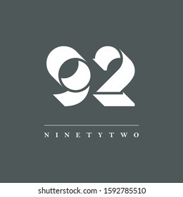 92 number logo shadow letter design template