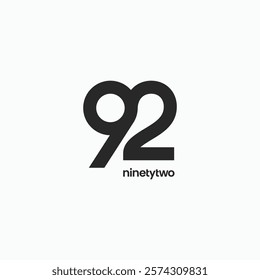 92 number ninety two logotype. Number 92 linked line modern logo symbol icon vector illustration