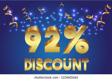 92% off discount promotion sale,  sale promo marketing.