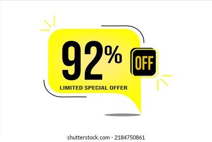 92% off a yellow balloon with black numbers. Flag with percentage numbers