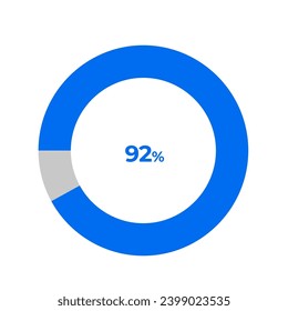92 percent pie chart outline stroke vector illustration eps 
