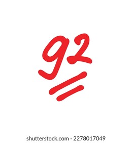 92 points test score, Ninety two points grade results, vector illustration