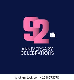 92 th Anniversary Celebration Vector Template Design Illustration