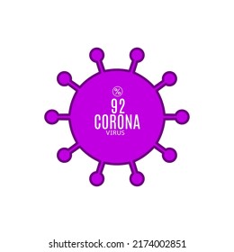 92% vector sign symbol in the form of virus illustration, corona outbreak diagnosis stamp, isolated on white background