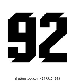 92 Vintage Sport Jersey numbers in black with a white background