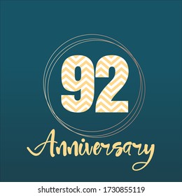 Celebración del 92 aniversario, diseño vectorial para celebraciones, tarjetas de invitación y tarjetas de felicitación