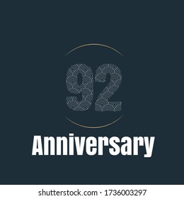 Celebración del 92 aniversario, diseño vectorial para celebraciones, tarjetas de invitación y tarjetas de felicitación