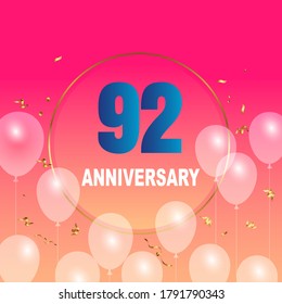 92 year anniversary celebration, vector design for celebrations, invitation cards and greeting cards