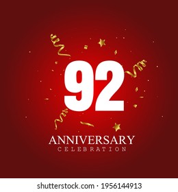 Celebración del 92 aniversario, diseño vectorial para celebraciones, tarjetas de invitación y tarjetas de felicitación