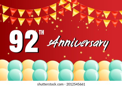 92 year anniversary celebration, vector design for celebrations, invitation cards and greeting cards