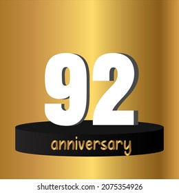 92 year anniversary celebration, vector design for celebrations, invitation cards and greeting cards
