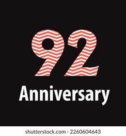 92 year anniversary celebration, vector design for celebrations, invitation cards and greeting cards