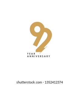 92 year Anniversary Logo Vector Template Design Illustration