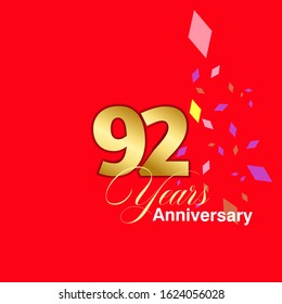 92 Year Anniversary Vector Template Design Illustration