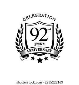 92 year celebration anniversary logo vector isolated on white background