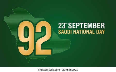 92 Year Saudi Arabia National Day. 23rd September. Banner Design. Vector Illustration.