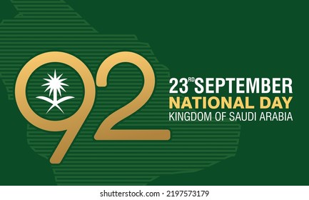 92 Year Saudi Arabia National Day. 23rd September. Banner Design. Vector Illustration.