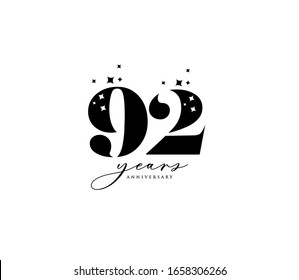 92 years anniversary or birthday celebration design template Vector.
