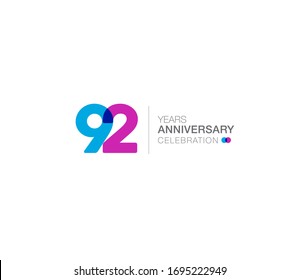 92 years anniversary or birthday celebration design template Vector.