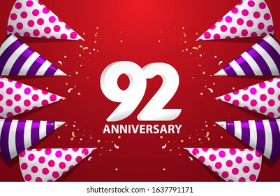 92 Years Anniversary Celebration Vector Template Design Illustration