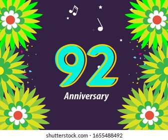92 Years Anniversary Celebration Vector Template Design Illustration