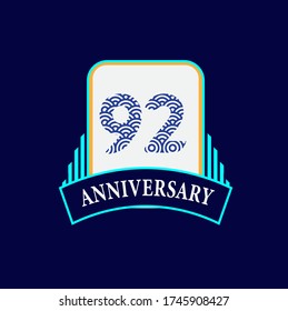 92 Years Anniversary Celebration Vector Template Design Illustration