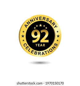 92 Years Anniversary Celebration Vector Template Design Illustration