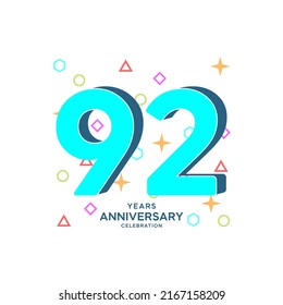 92 Years Anniversary Celebration Vector Template Design Illustration