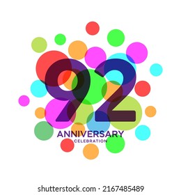 Ilustración de diseño de plantillas de vectores de celebración de 92 años