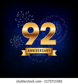 Plantilla de ilustración de diseño de vectores para celebración del 92 años