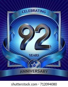92 years anniversary design template for invitation, advertising, banner, vector design