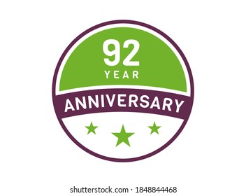 92 years anniversary image, 92 year Anniversary logo isolated on white background