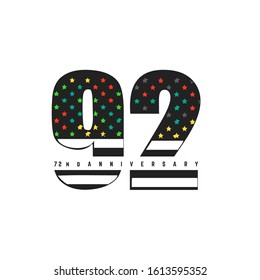 92 years anniversary logo colorful template bold letter in white background