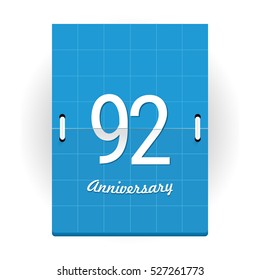 92 Years Anniversary Logo Designed like Flip Calendar