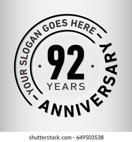 92 years anniversary logo template. Vector and illustration.
