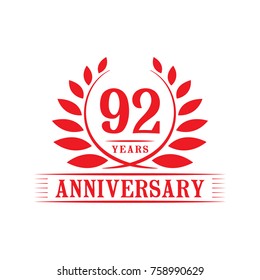 92 years anniversary logo template.