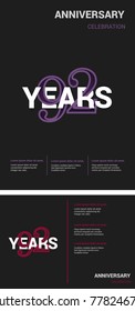 92 Years Anniversary Logotype design with overlapping styles between numbers and letters