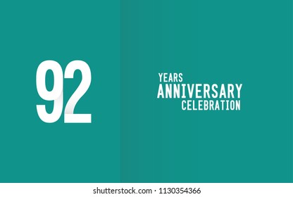 92 Years Anniversary logotype with white flat colored font  for company celebration event, birthday